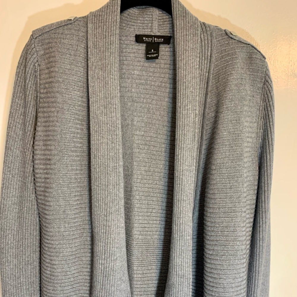 White House Black Market Grey Open Front Cardigan size S